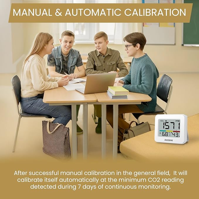 CO2 Monitor Air Quality Monitor Indoor Battery Powered, Carbon Dioxide Detector - Image 6