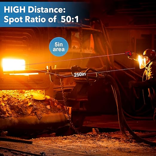 -40℉~2912℉ MESTEK Infrared Thermometer High Temperature Gun, 50:1 Dual Laser - Image 3