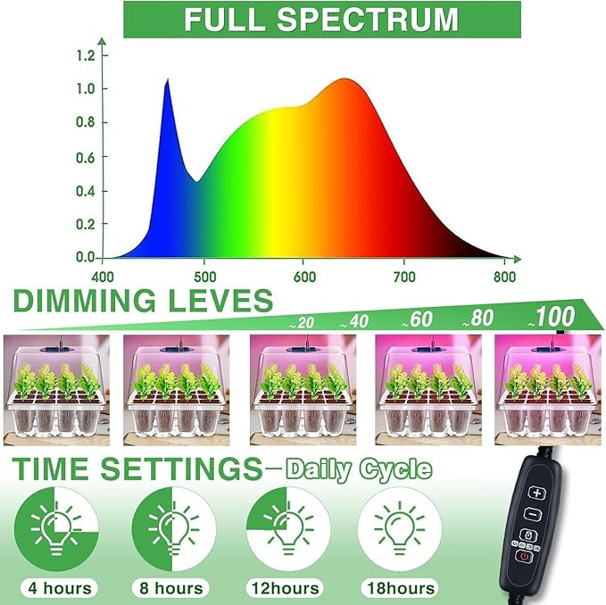 YAUNGEL Seed Starter Tray with Grow Light, 6 Pack Seed Starter Kit with Timing - Image 2