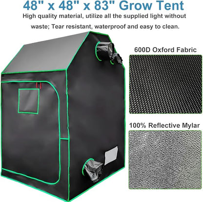 4x4 Grow Tent Kit, Complete High Reflective Mylar Indoor Grow Tent + LED Grow - Image 2