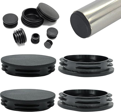 3" Plastic Hole Plugs Black -Round Chair Leg Caps, Flush Mount Pipe Plugs by EASYEAH