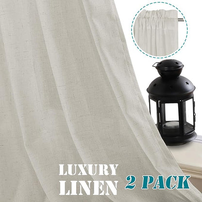 H.VERSAILTEX Linen Curtains Elegant Natural Linen Semi Sheer Curtains Energy - Image 8