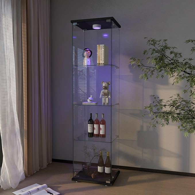 Yoluckea 4-Shelf Glass Display Cabinet - Image 7