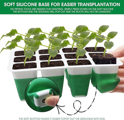 Seed Starter Tray with Grow Light, 5 Pack 60 Cells Seedling Tray Kit Reusable & - Image 4