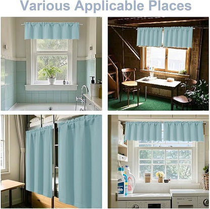 Chyhomenyc Short Aqua Curtains 36 Inch Length, Small Kitchen Curtain Tier Rod - Image 8