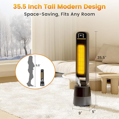 Auertech 35" Space Heater and Fan Combo, 1500W Tower Heater - Image 4