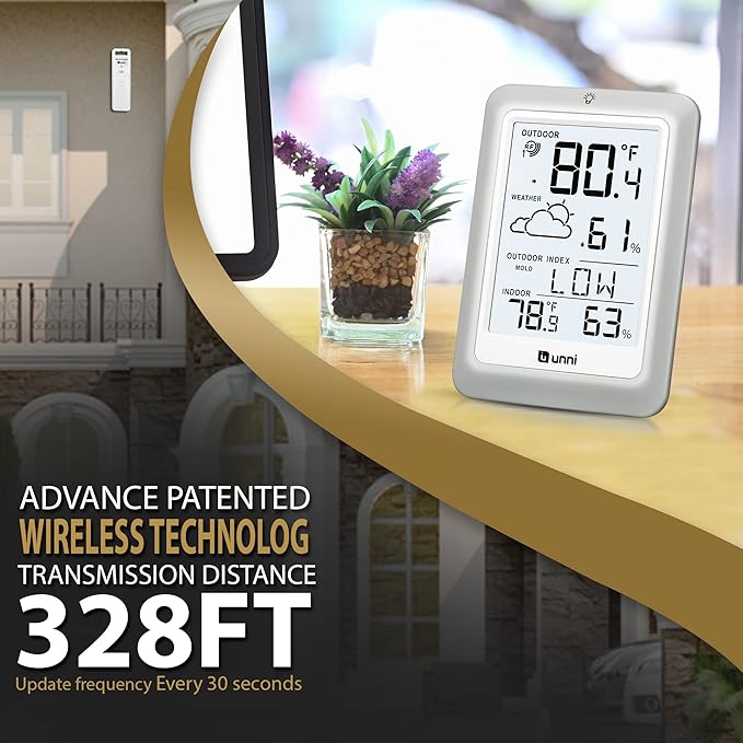 Indoor Outdoor Thermometer Hygrometer Wireless Weather Station, Temperature - Image 2