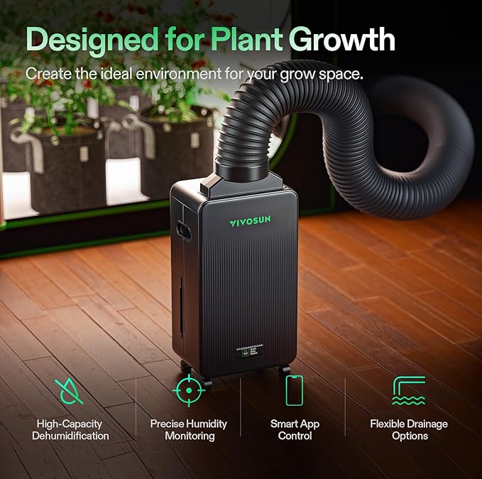 VIVOSUN AeroDrain D12 Smart Environmental Dehumidifier, 2L Water Tank, - Image 5