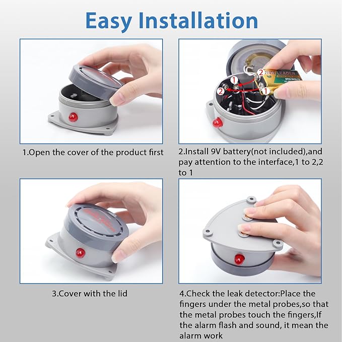 Water Leak Detector 3 Pack, Shackcom Water Alarm 110DB, Waterproof & - Image 6