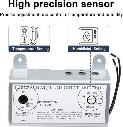 Criditpid Attic Fan Adjustable Thermostat & Humidistat Controller Box - Image 3