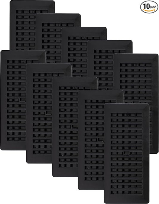 Decor Grates PL410ZIP-BLK-10 Louvered Plastic Floor Register, 4 x 10 Inches by DecorGrates
