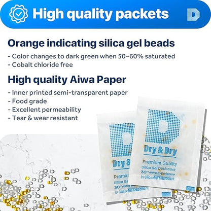 Dry & Dry 10 Gram Orange Indicating Silica Gel Packets Desiccants - Image 5