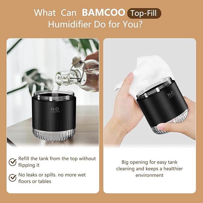 Portable Mini Humidifier, Auto Shut-Off, 2 Mist Modes, Small Humidifiers - Image 3