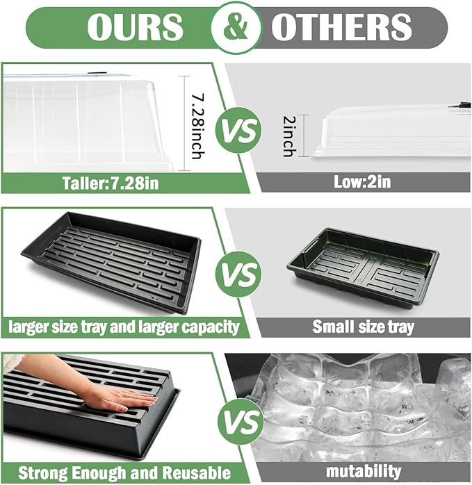 1020 Plant Tray with Tall 7.3'' Dome, Heavy Duty 1020 Trays and Flats with Lid - Image 3