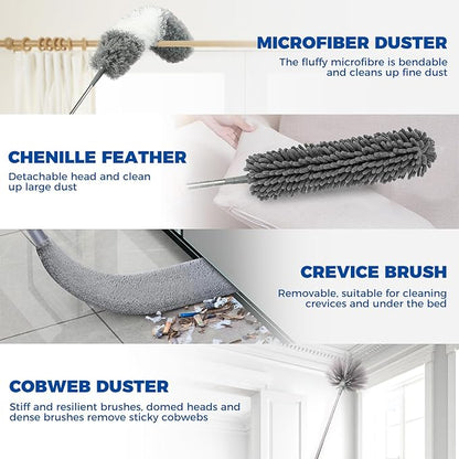 9Pcs Dusters for Cleaning Kit, Extendable Microfiber Duster Tools - Image 4