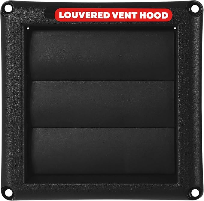 Deflecto Supurr-Vent 4” Outdoor Dryer Vent Cover Black Louvered Wall Hood by Deflecto