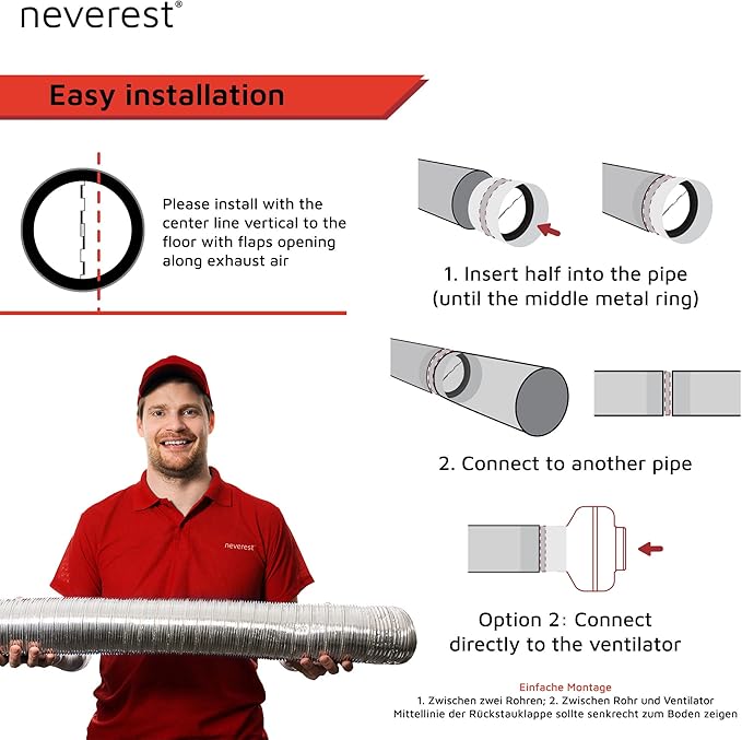 neverest® RK 6" Professional Backdraft Shutter Damper Connector Duct Fits Only - Image 4
