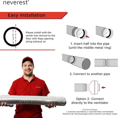 neverest® RK 4" Professional Backdraft Shutter Damper Connector Duct Fits Only - Image 4