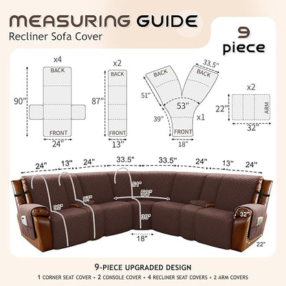 Arfntevss Waterproof Recliner Sectional Couch Covers - Image 5