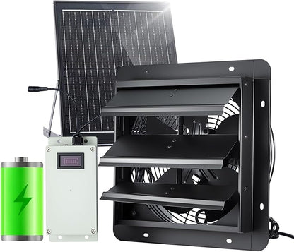 GROWNEER Solar Powered Exhaust Fan, 30W Solar Panel+12" High Speed Solar by GROWNEER
