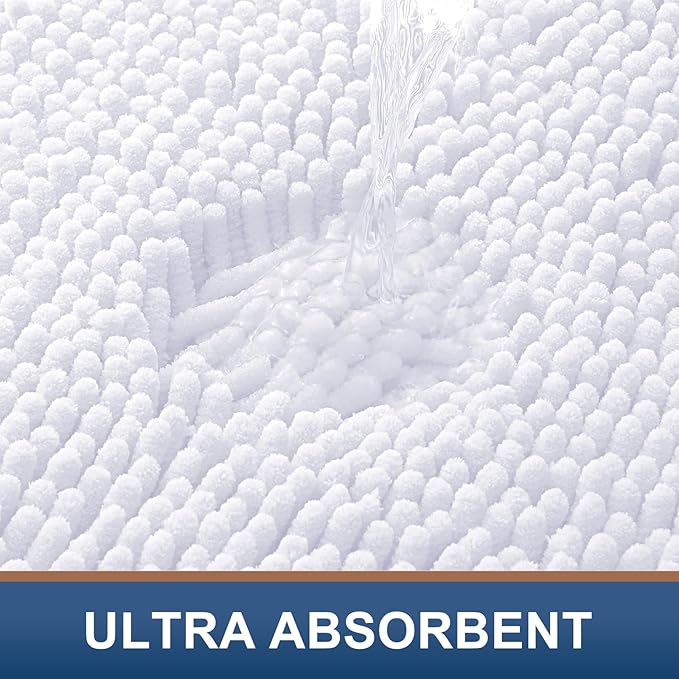 Smiry Luxury Chenille Bathroom Rugs 36x24, Extra Soft and Absorbent Shaggy Bath - Image 4