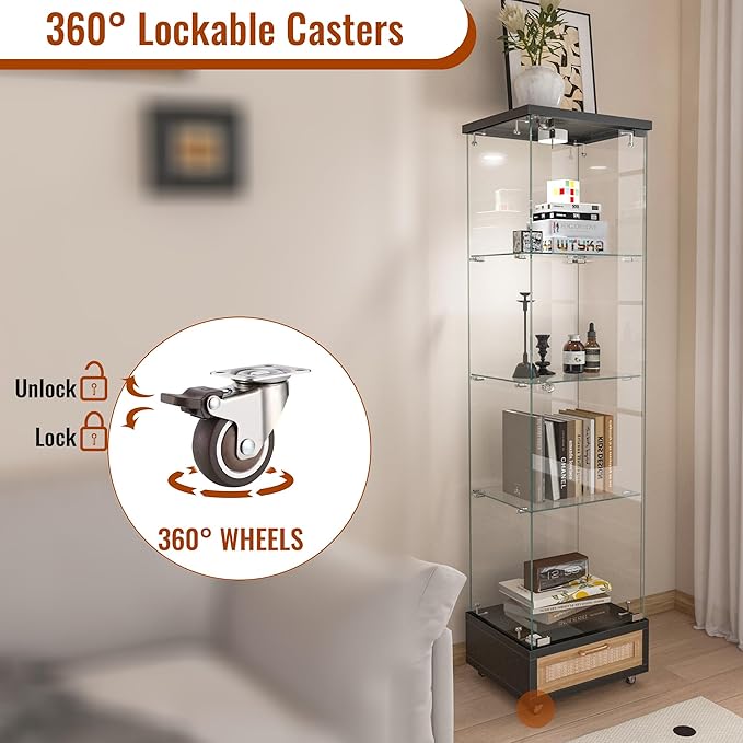 Yoluckea 4-Tier Glass Display Cabinet - Image 5