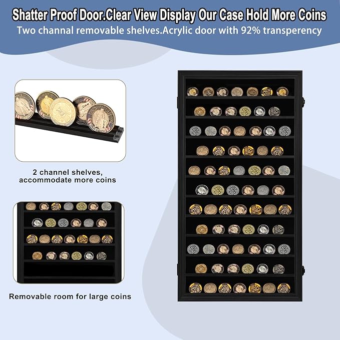 Jinchuan Military Challenge Coin Display Case Lockable Cabinet Holder Shadow Box - Image 3