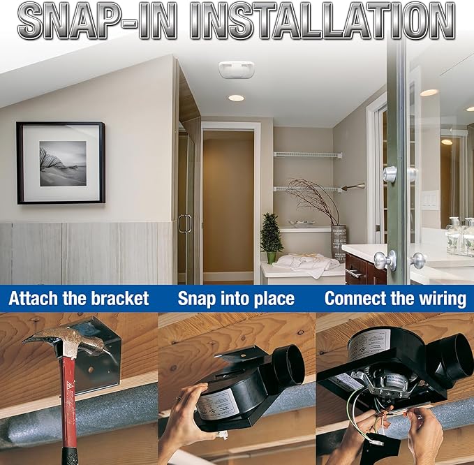 Air King 90 CFM 3.0 Sones Ceiling Mounted Snap-In Installation Bathroom Exhaust - Image 5