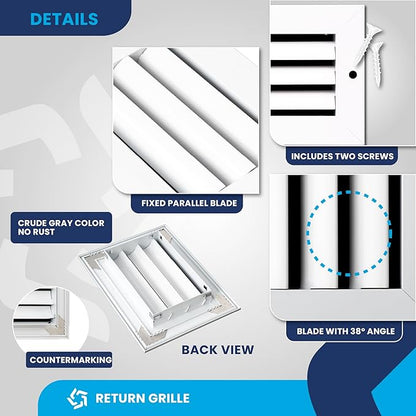 6x4 Inch Air Return Vent Cover Decorative – Premium Aluminum AC Vent Cover - Image 9