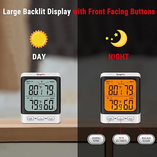 TempPro Indoor Outdoor Thermometer Wireless, 500 ft Outside Thermometer - Image 4