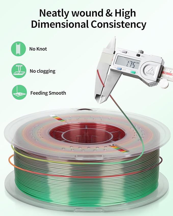 LANDU Silk Rainbow PLA Filament 1.75mm, 3D Printer Multicolor Filament - Image 4