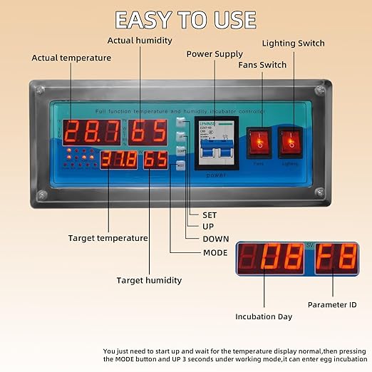 XKV 176 Eggs Incubator with Automatic Egg Turning, Temperature Humidity Control - Image 4