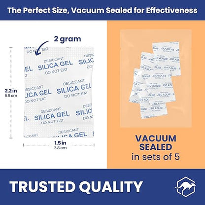 Wallaby 2 gram Food Safe Pure White Silica Gel Desiccant Dehumidifier Packs - Image 2