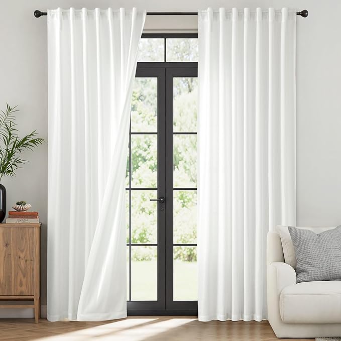 MIULEE White Thermal Insulated Curtains 96 Inches Long 2 Panels Set by MIULEE