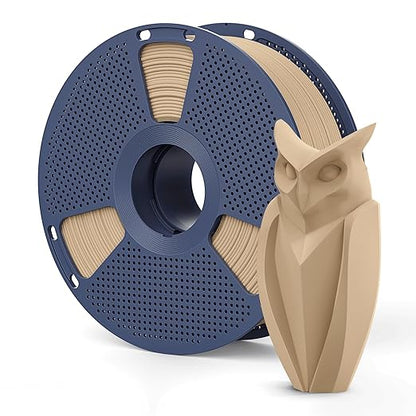 Real Wood Fiber PLA Filament 1.75mm Light Brown Color, Natural Matte Texture by YOOPAI