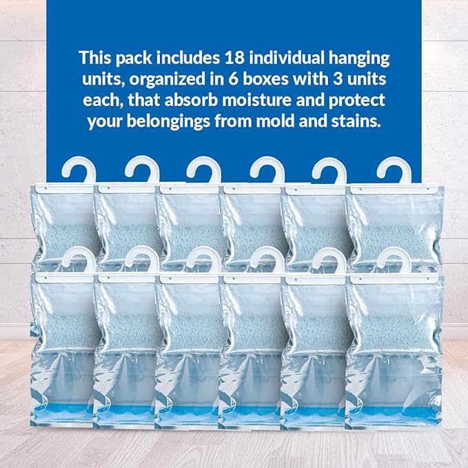 HUMYDRY Hanging Moisture Absorber Bags, 6 Packs of 3 Unscented 15.9 Oz - Image 3