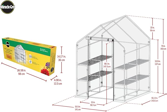 Miracle-GRO 4'8" x 4'8" x 6'5" Outdoor Mini Walk-in Greenhouse Plant Tent - Image 5
