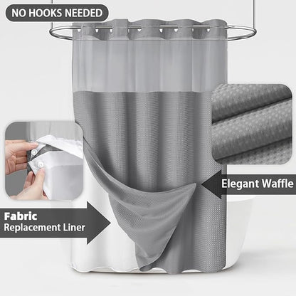 No Hook Shower Curtain and Liner Set - Image 3