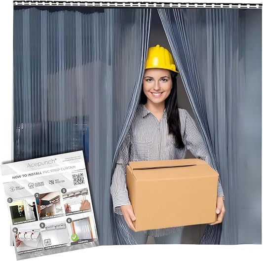 4x7' Clear PVC Strip Curtain Kit by Acepunch