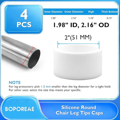 4 Pcs 2" Round Chair Leg Tips Caps, Silicone Rubber Furniture Leg Floor - Image 9