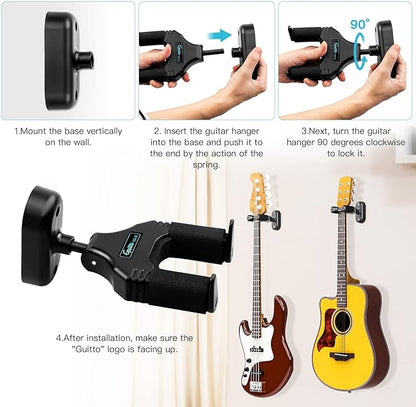 GUITTO Guitar Wall Mount Hanger, Guitar Stand Auto Gravity Lock Guitar Holder - Image 2