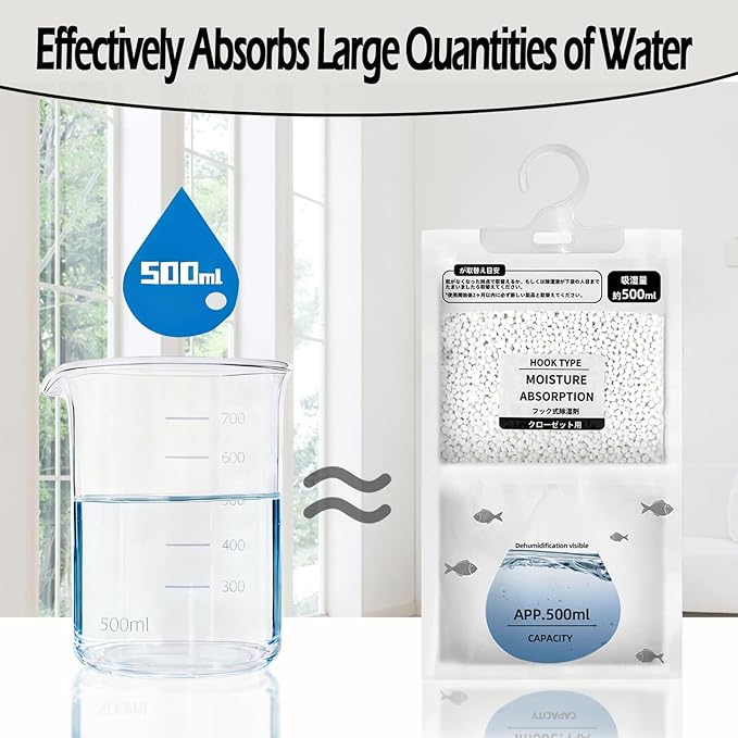 Moisture Absorbers 12 Pack，Hanging Closet Dehumidifier Bags, Humidity Packs - Image 3