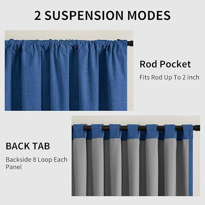 CUCRAF Linen 100% Blackout Curtains 84 Inch Length 2 Panels Set, Back Tab and - Image 3