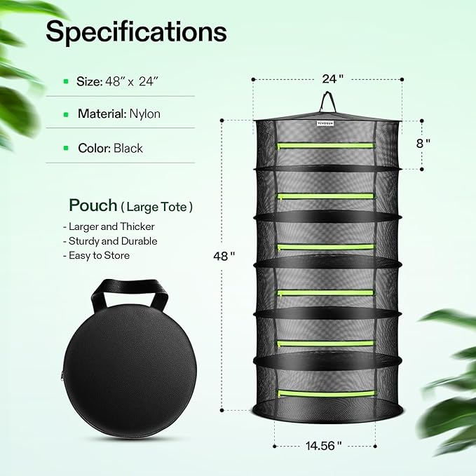 VIVOSUN 2-Pack 6-Layer Mesh Drying Rack Hanging Design - Image 2