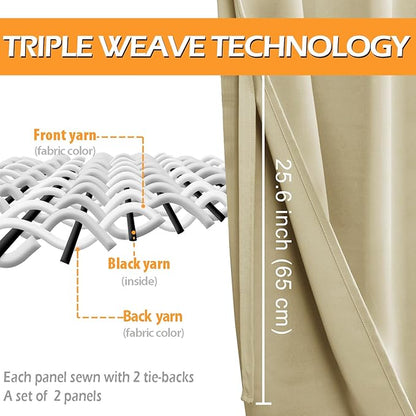 Hiasan Blackout Curtains for Bedroom, 52 x 63 Inches Length - Image 3