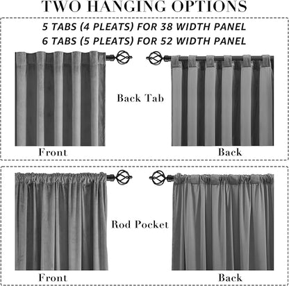 Grey Velvet Blackout Curtains for 48 x 80 Inch Bedroom - Image 7