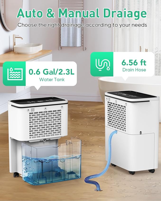 Dehumidifier for Home 2500 Sq.Ft, AIRJOWSET 30 Pints Dehumidifiers 0.6 Gallon - Image 3