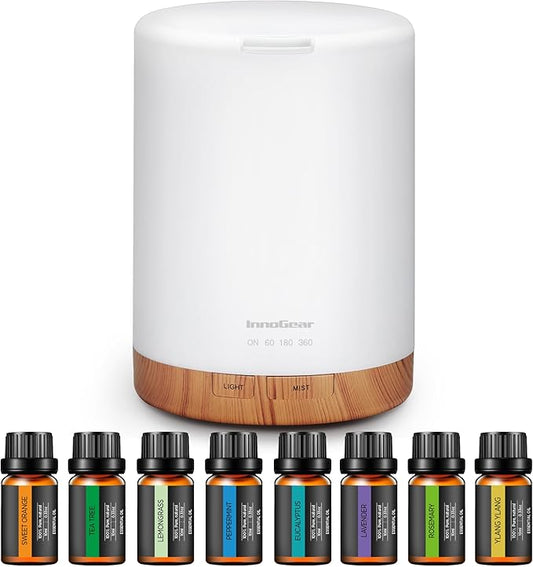 InnoGear Aromatherapy Diffuser & 8 Essential Oils Set, 300ml Premium 5-in-1 by InnoGear