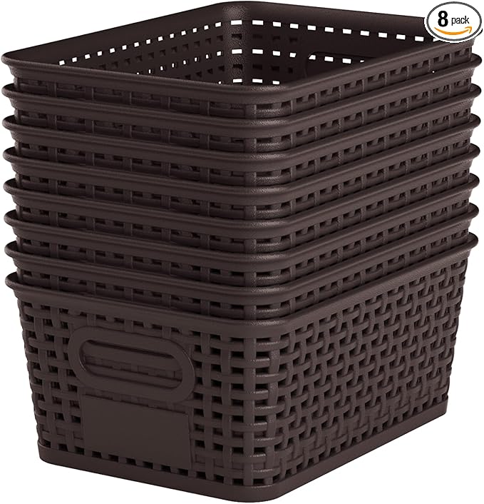 Brown Plastic Storage Baskets by WRRLORS