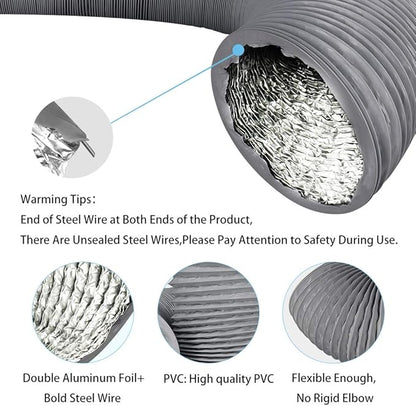 4 Inch 16FT Air Duct, Aluminum Clothing Dryer Vent Hose, 2 Clamps Include… - Image 3